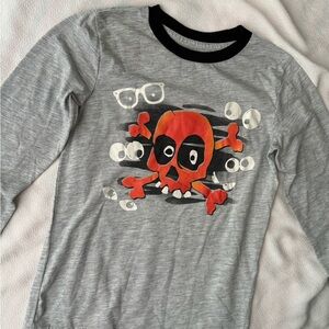 Gray Skull Graphic Kids Shirt